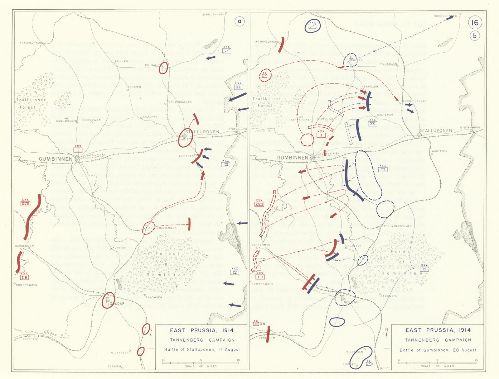 World War 1 East Prussia 17-20 August 1914 Battle Stalluponen Gumbinnen 1959 map
